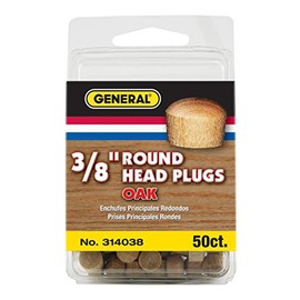 General Tools 314038 Round Head Plugs, 3/8-Inch, Oak, 50-Pack