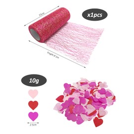 1 Roll Tablecloth, 10G Paper Scraps, Mesh Tablecloth Roll, Rose Gold Tablecloth, Tulle Table Runner, Random Pattern Tablecloth, Table Decoration For Wedding And Birthday Party