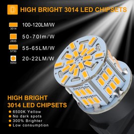 iFunyLED 4PCS 3157 LED Bulb Turn Signal Light 12V-24V Super Bright 3156 3056 3057 3047 LED Replacement Light Kit Set for Car Tail Brake Turn Signal Lights - Amber Yellow