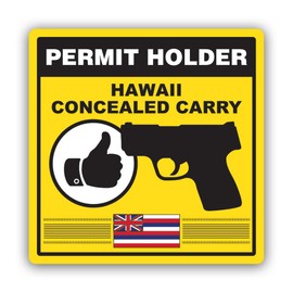 Yellow Hawaii Concealed Carry Permit Holder CCW Sticker for Water Bottle Phone Tumbler Hard hat - Twelve Pack