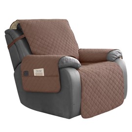 Easy-Going Waterproof Oversized Recliner Chair Sofa Cover with Pocket, 1-Piece Reversible Couch Cover for Recliner, Washable Protector for Dogs (Oversized Recliner, Brown/Beige)