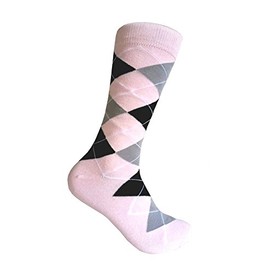 Men's Groomsmen Wedding|Party Events|Gala Collection Argyle Dress socks,Light Pink/Light Gray/Black One Size