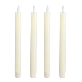 LumiPur Signature Collection Natural Glow Flickering Flameless LED Wax Taper Candle 1" x 9" (4 Pack, Linen White)