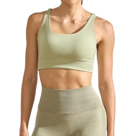 Slimwears Bare Ease Cross-Back Sports Bra, 80% Polyamide 20% Elastane (Avocado Green, XL)