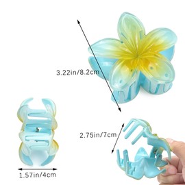 Flower Hair Clips Large Plumeria Clips Hibiscus Hair Clips, 4Pcs Hawaiian Flower Hair Claw Clips,Non Slip Flower Claw Clips,Flower Claw Clips Plumeria Flower Hair Claw Clips,Cute Flower Hair Clips