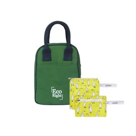 Eco Right Insulated Lunch Bag for Women Lunch Bag for Men Lunch Bag for Kids School Lunch Bags Canvas Reusable Hangry Polar Bear & Frosty Koalas, Talla única Lunch Bag, Army Green & Dancing Ducks