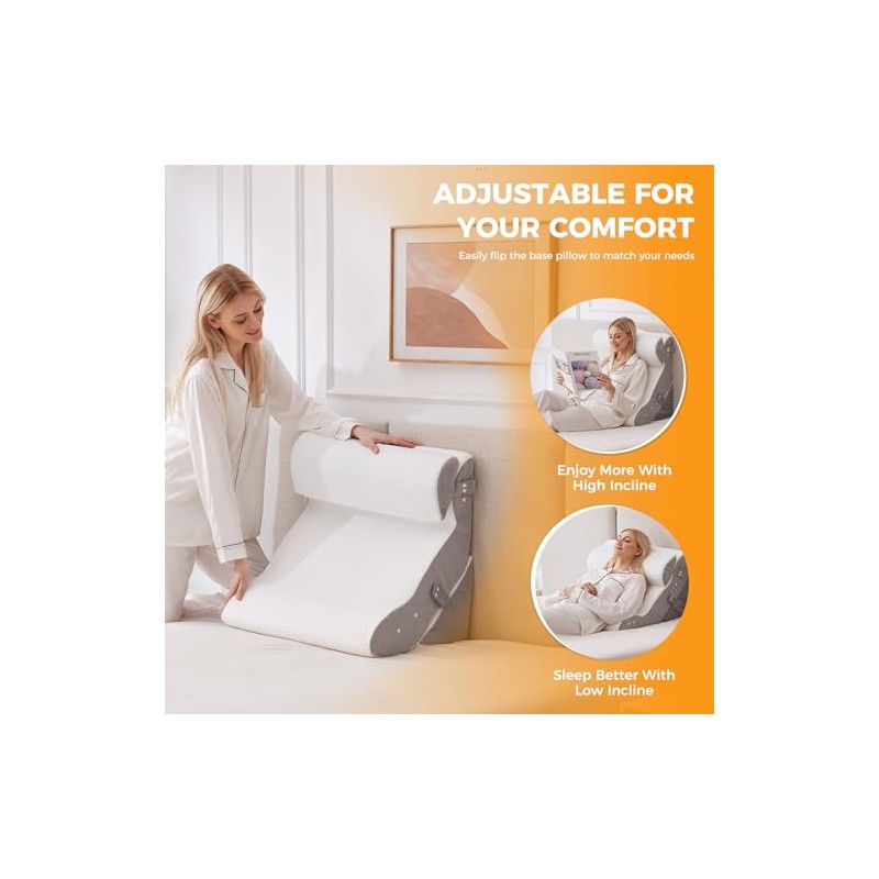 Ruqmuis 3PCS Wedge Pillow Set for After Surgery, Adjustable Back
