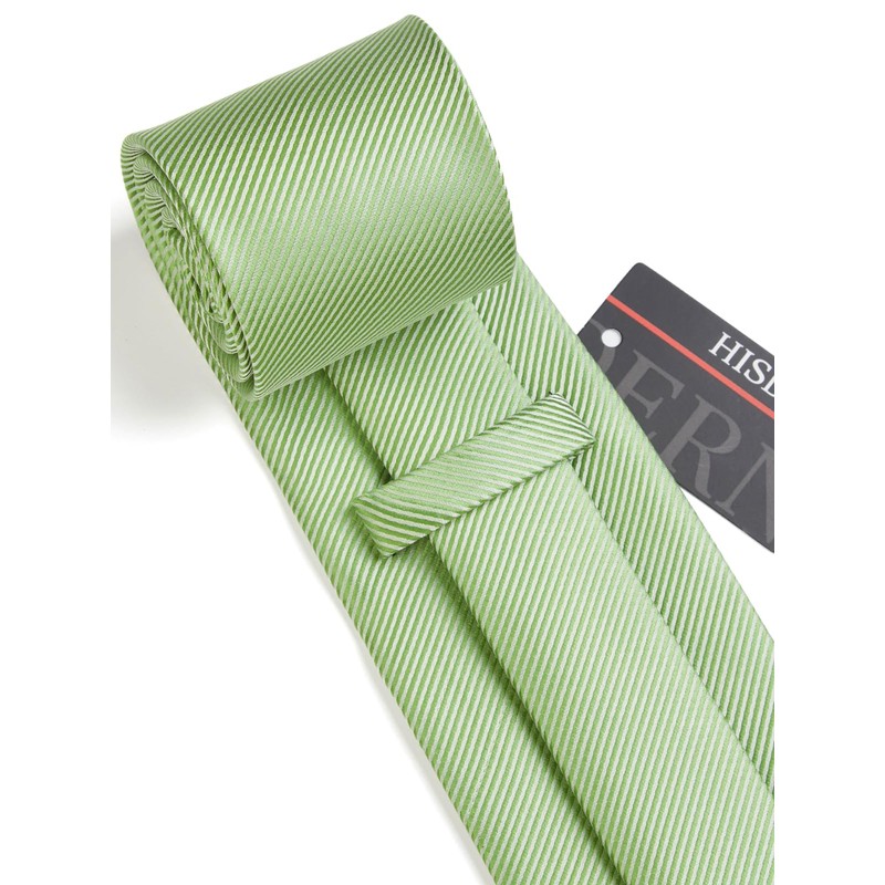 HISDERN Men's Tie Striped Wedding Tie & Pocket Square Set,
