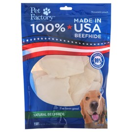 Pet Factory 100% Made in USA Beefhide Chips Dog Chew Treats - Natural Flavor, 8 oz