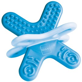 MAM Bite & Relax Teether | Suitable from 4+ Months | Teething Toy with Clip | Provides Soothing Relief for Painful Gums | Easy for Baby to Hold | Blue