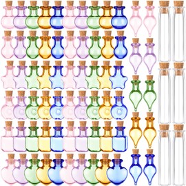 Geiserailie 80 Pieces Tiny Glass Bottles Spell Jars with Cork Stoppers Small Mini Wishing Potion Bottles Witchcraft Supplies for Winter Wedding Party Decor Drifting DIY Crafts Project(Bright Style)