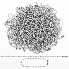 100PCS Stainless Steel Ball Chain, 4 Inch Ball Chain Necklace Bulk Silver Ball Bead Chain Connector Clasp Extension Keychain Tag Key Rings Dog Tag Chains for Jewelry Making DIY Crafts (Silver)