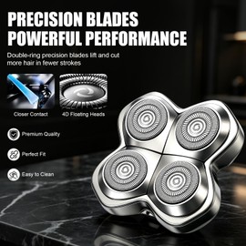 Pro 4 Shaver Replacement Heads for Skulls Pitbulls Series,Gold PRO/Silver PRO/Platinum PRO/Butterfly Kiss PRO Head Shaver (Silver, 4pack)