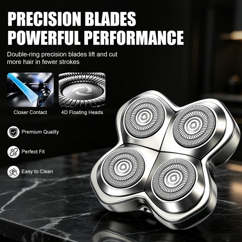 Pro 4 Shaver Replacement Heads for Skulls Pitbulls Series,Gold PRO/Silver