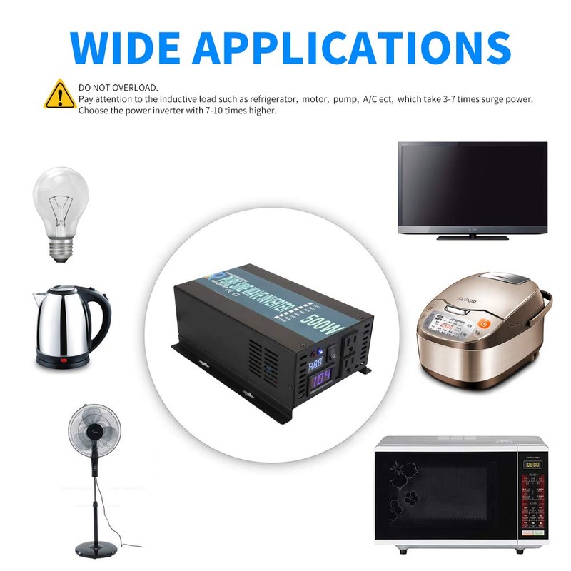 WZRELB 500W 24V 120V Pure Sine Wave Solar Power Inverter