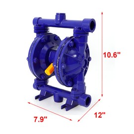 LOYALHEARTDY Air-Operated Double Diaphragm Pump Cast Iron Diaphragm Pump QBK-15L Membrane Pump 1/2 Inch Inlet Outlet 12 GPM for Diesel Kerosene Motor Oil