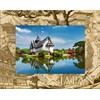Saddle Mountain Souvenir Japan Laser Engraved Wood Picture Frame Landscape