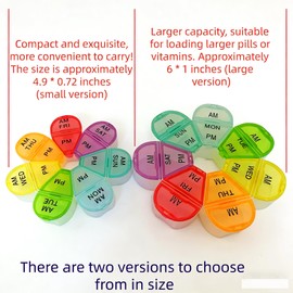 Cute 7 Day AM PM Pill Organizer, Weekly Twice a Day Flower Shape Pill Box, Portable Travel Pill Case
