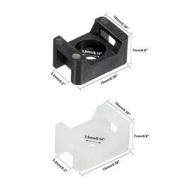 sourcing map Cable Tie Holder Base Saddle 3.5 mm Hole Wire Pack of 100 Black 50 Pack White