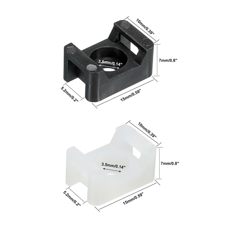 sourcing map Cable Tie Holder Base Saddle 3.5 mm Hole