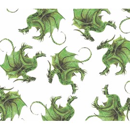 Stesha Party Green Dragon Birthday Wrapping Paper - Folded Flat 30 x 20 Inch (3 Sheets)