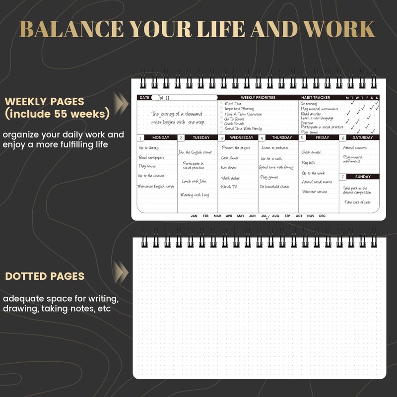Weekly Planner 2026 - Spiral Bound, 11.2'' x 6.3'', Undated