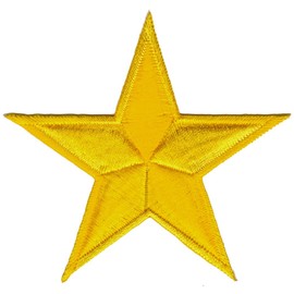 Star Yellow Iron-On or Sew On Patch for Clothes Embroidered Iron-On Patch Appliqué Star Patch Size 8.5 x 8.5 cm