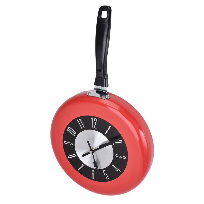 Frying Pan Wall Clock Aluminum Kitchen Pot Decorative Hanging Clocks