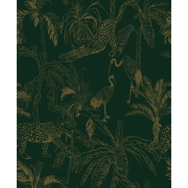 Heroad Dark Green Peel and Stick Wallpaper Boho Contact Paper 17.3"x196" Jungle Wall Paper Removable Self Adhesive Cheetah Wallpaper for Bedroom Living Room Cabinet Waterproof Bathroom Vinyl Roll