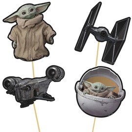 Adorable Black & Gray Mandalorian The Child Cardboard Yard Signs (13") 4 Count - Perfect for Outdoor Decor and Themed Parties
