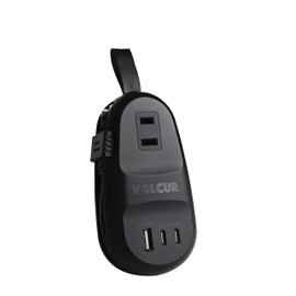 VOLCUR PSE Certified Power Strip Rapid Charger, 65 W, Compact, USB PD Compatible, 2 Type-C Ports, 1 USB A Port, GaN (Gallium Nitride), Black