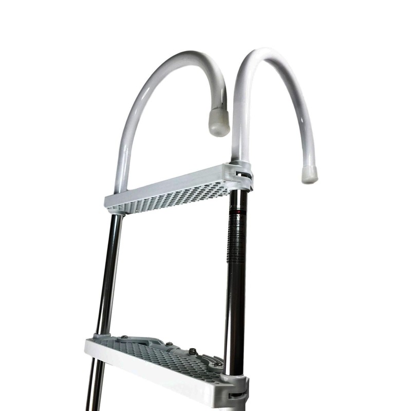Marine Boat Aluminum White POLYETHYLENE Swim Boarding 3 Steps Ladder