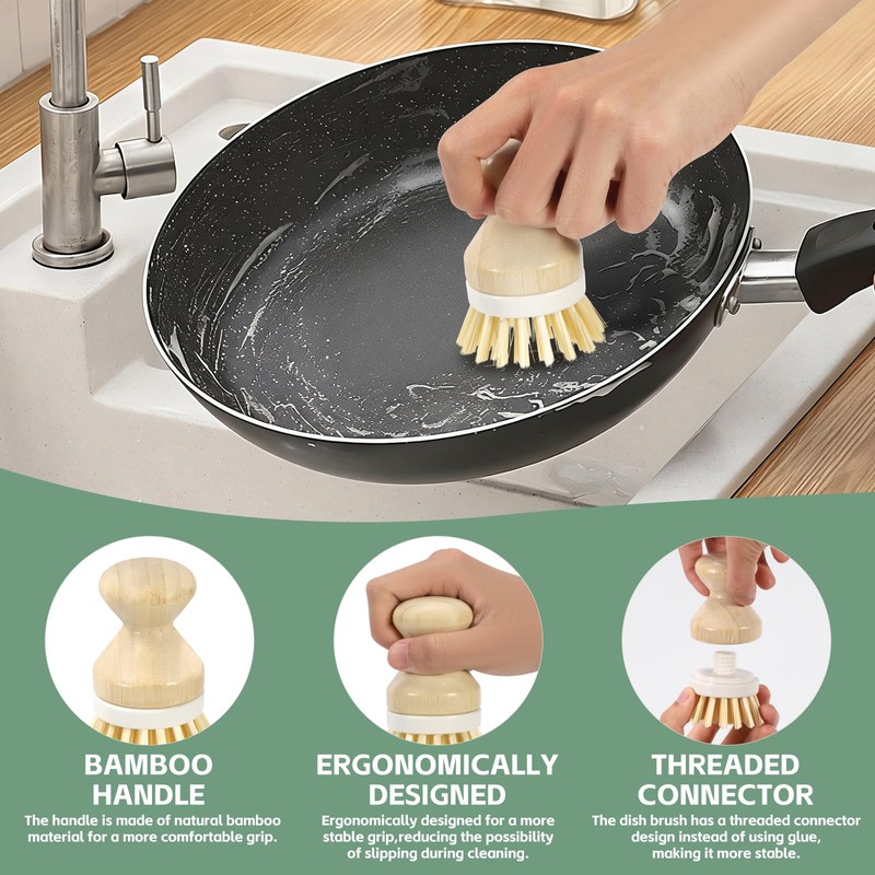 ÖkoStamm 4 PCS Kitchen Dish Scrub Brush Set - Dish