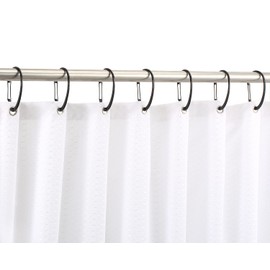 Black Shower Curtain Rings, Rustproof Shower Curtain Hooks for Bathroom, ZESLMG Decorative Shower Hooks Rings for Shower Curtain Rod Hangers, Set of 12 D-Shaped Design