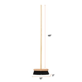 Superio Kitchen Broom Premium Black Tampico Bristles, Wood USA Handle, Heavy Duty Household Broom - Easy Swiping Dust and Wisp, Home, Kitchen Bedroom, Lobby, Floors and Corners