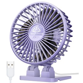 WHILIGHTGOD Desk Fan, USB Fan for Desk, Mini Desk Fan, 3 Speed Rotation Strong Wind, Protable Small Desktop Cooling Fan, Quite Mini Personal Fan for Home Office Table Bedroom Travel Curise(Purple)