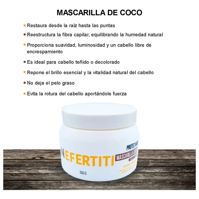 Mascarilla Cabello Teñido Coco Keratina Nefertiti 350g