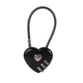Heartshaped 3-Digit Code Combination Lock for Luggage, Bag Lock, Password, Security Padlock, Compact Size, Easy to Use (Black)