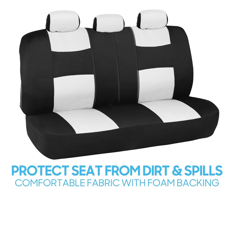 BDK PolyPro Car Seat Covers Full Set in White/Black –