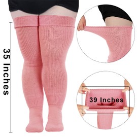 Plus Size Womens Thigh High Socks for Thick Thighs- Extra Long & Thick Over the Knee Stockings- Leg Warmer Boot Socks (Salmon Pink)
