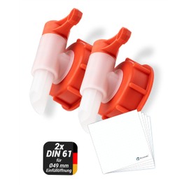 Trevendo® Spout for Plastic Canisters Pack of 2 Including 5 Labels (2 x DIN 61 – Diameter 49 mm)