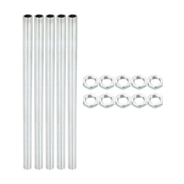 PATIKIL M12 Thread 8.66 Inch Lamp Cable Kit with Lock Nuts 5 Set All Threaded Rods Fasteners Hardware for Chandelier Ceiling Light DIY Galvanised
