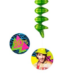 Boland 44603 - Rotorspiralen 80er Jahre, 2 Stück, Länge 60 cm, Hängedekoration, Dekorationsspiralen, Girlande, Mottoparty, Karneval, Disco, Neonfarben, Geburtstag