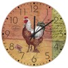 Minimalist Wood Clock Analog Round Non-Ticking Farmhouse Rooster Animal Frameless