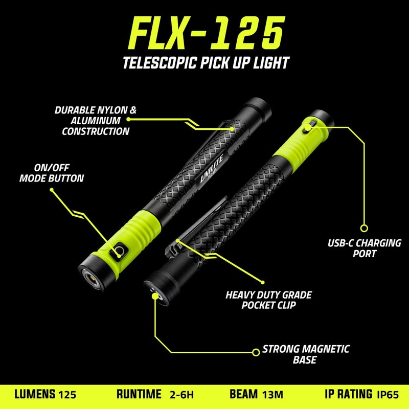 Unilite FLX-125 LED Telescopic Inspection Light, 125 Lumens, 17.7-52.2 cm