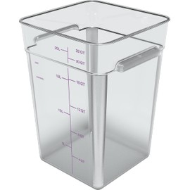 Carlisle FoodService Products Squares Square Food Storage Container with Stackable Design for Catering, Buffets, Restaurants, Polycarbonate (Pc), 22 Quarts, Clear