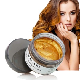 TEEROVA Hair Color Wax, Instant Hair Dye Wax Temporary Hairstyle Cream Mud 4.23 oz Hair Pomades Natural Hairstyle Wax for Men and Women (Gold)