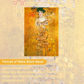 MISITU Jigsaw Puzzles 2000 Pieces for Adults Portrait of Adele Bloch-Bauer Gustav Klimt Challenging Difficult Puzzles Christmas Birthday Game Toys 39.37 x 27.56 Inches