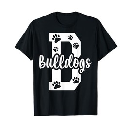 Go Bulldogs Pawprint School Mascot Spirit Football Shirt T-Shirt