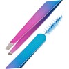 OHPHCALL Eyebrow Tweezer with Brush Travel Eyebrow Clamp Colorful Eyebrow
